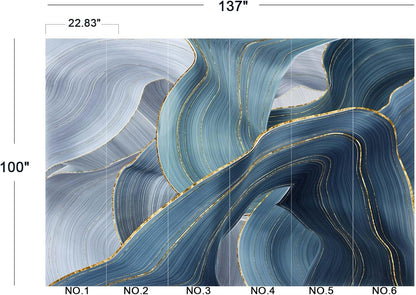 Gilding Marble Blue Wall Mural Wallpaper for Bedroom 137" x 100"