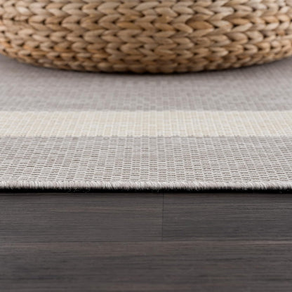 CAMILSON Outdoor Rug 9x12,Large Modern Outside Rugs for Patios Porches Waterproof Durable Washable Non-Shedding, Easy-to-Clean Indoor Outdoor Area Carpet (9 x 12, Bordered - Gray/White)