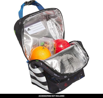 adidas Unisex Santiago Lunch Bag, Insulated School Food Container Box Discontinued, Icon Brand Love Black/Bright Royal Blue/2.0, One Size