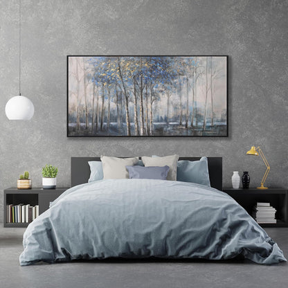 Abstract Canvas Wall Art Modern Abstract Artwork Canvas Prints Framed Canvas Picture Blue Embellishments Plant Grey Misty Forest Abstract Tree Contemporary Wall Art Bedroom Living Room Office