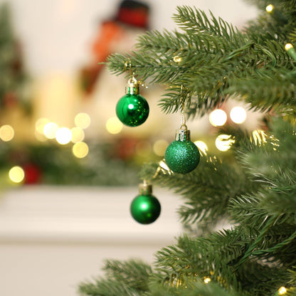 XmasExp 24ct Mini Christmas Ball Ornaments Shatterproof Christmas Ornaments Set Decorations for Xmas Tree Balls 30mm/1.18" (Green)