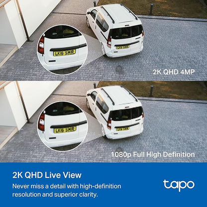 Tapo 2K+ Outdoor Wired Floodlight Security Camera - 2800 Lm Dimmable, Motion Activated, Person & Vehicle Detection, 24/7 Recording, Subscription-Free Local Storage or Optional Cloud, C720