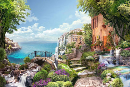 Italian Style Seascape Classical Wallpaper, Suitable for Bedroom and Living Room Background Wall murals(Non-self-Adhesive)