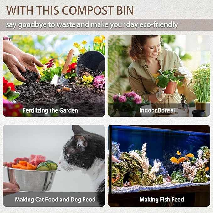 Electric Composter for Kitchen, 500W Kitchen Compost Bin with Smart LED Screen, Ample 2.5 Liters Capacity and Adjustable Work Modes, Automatic Cleaning and Fast Eliminating Odors, for Counter