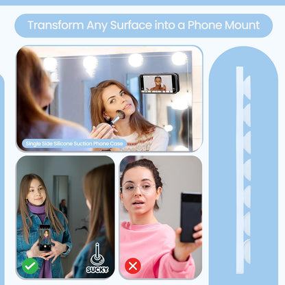 SUCKY Silicone Suction Phone Case Adhesive Octo Cup Buddy Mount - Anti-Slip Holder, Hands-Free Phone Accessory for iPhone & Android - Sticky Grip for Selfies, Videos - Clear