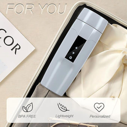 Electric Heating Kettle with Temperature Control, 40~100 ℃ Adjustable, Mini Portable Travel Electric Water Mug, Anti-leakage, 300W Fast Heating Insulation Cup, Anti-dry Fever, Auto- shutdown, Gray