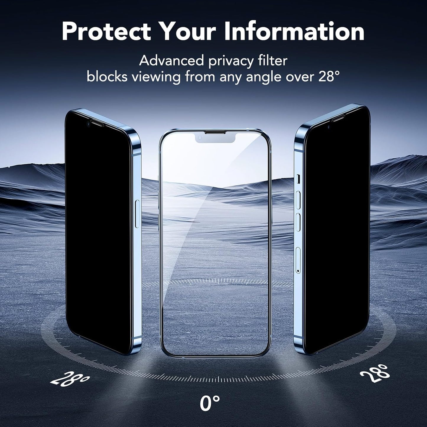 ESR 3 Pack for iPhone 14 Plus/13 Pro Max Privacy Screen Protector, Anti-spy Tempered-Glass Privacy Screen Protector, Micro-curved Edges, Case Friendly