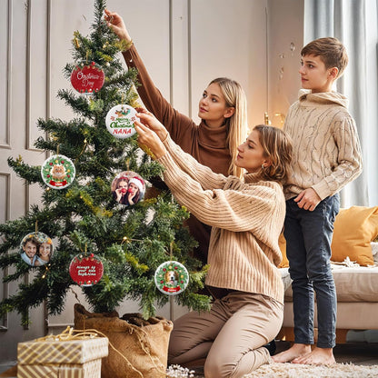 Personalized Christmas Ornaments 2025 - Custom Double-Sided Photo Ceramic Xmas Tree Hanging Decor, Unique for Family Friends (A04-Ceramic Style)