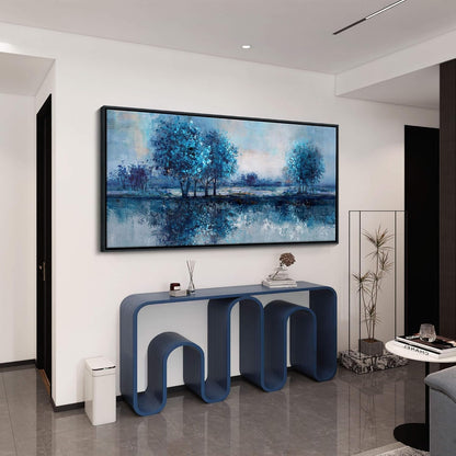 Framed Canvas Wall Art Canvas Prints Pictures for Bedroom Blue Tree Wall Art Painting Nature Landscape Artwork Large Size Picture for Home Office Living Room Bedroom Bathroom Wall Decor 20”x40”