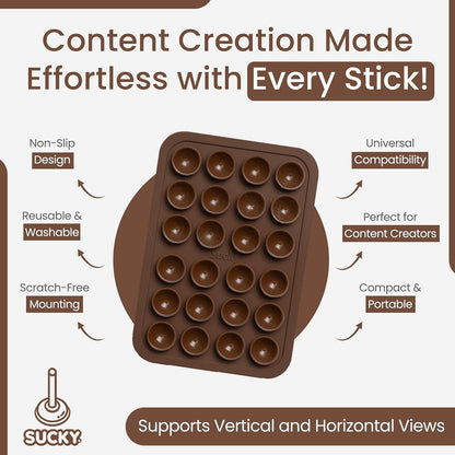 SUCKY Silicone Suction Phone Case Adhesive Mount - Anti-Slip Holder, Hands-Free Fidget Toy, Phone Accessory for iPhone and Android - Sticky Grip for Selfies, Videos, and Tiktok - Mocha Brown