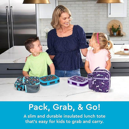 Bentgo Kids Insulated Lunch Tote - Water-Resistant, Reusable, Lightweight & Durable Lunch Bag with Water Bottle Holder & Exterior Pocket, Fits Lunch Box & Water Bottle - Ideal for Ages 3+ (Dinosaur)