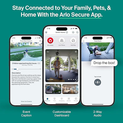 Arlo Essential Pan Tilt Security Camera 2K + 6 Months of Secure Plus Plan - Wired Plug-in Power Outdoor Camera, Person Recognition, Package Detection, Animated Preview, Auto Motion Tracking, 1 Cam