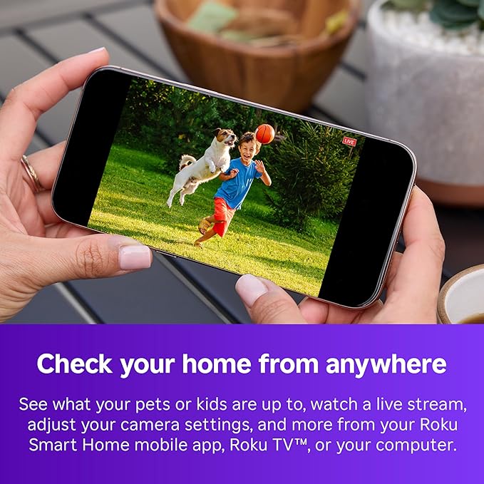 Roku Battery Camera Plus for Home Security - New 2025 Weather-Resistant Outdoor & Indoor Wireless Camera & Pet Monitor with 1080p HD & Two-Way Audio - 4X Rechargeable Battery Capacity (Pack of 2)