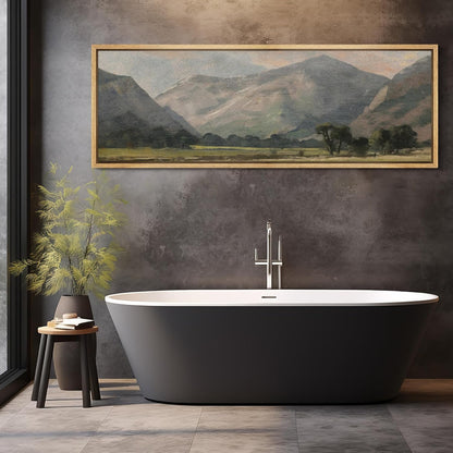 MUDECOR Large Framed Canvas Print Wall Art Pastoral Beauty Classic Mountainous Landscape Illustrations Antique Retro Fine Art Illustrations Decorative Colorful for Bedroom - 60"x20"