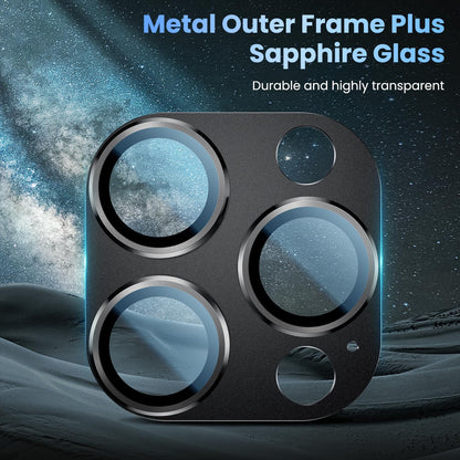 Uyiton Compatible with iPhone 16 Pro/iPhone 16 Pro Max Camera Lens Protector - [Not Easy to Break][Strong Adsorption][Case-Friendly] Metal Tempered Glass Rear Camera Screen Cover - Black Titanium