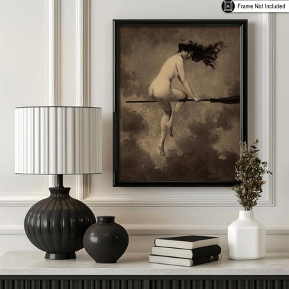 Poster Master Vintage Departure for the Sabbath Poster - Retro Naked Witch Print - Halloween Art - Gift for Men & Women - Gothic Wall Decor for Living Room, Bedroom or Dorm - 16x20 UNFRAMED Wall Art