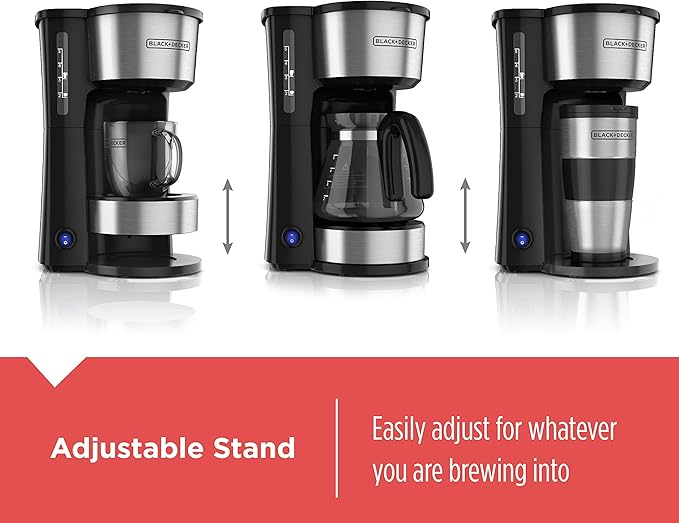 BLACK+DECKER CM0755S 4-in-1 5-Cup Coffee Station Coffeemaker, Stainless Steel
