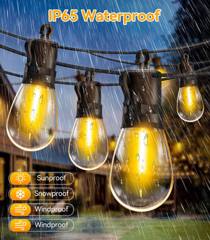 Outdoor String Lights Patio LED Light Outside - 60M IP65 Waterproof 58+2 S14 LED 200ft Porch Lighting