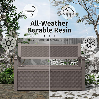 DRATO 75 Gallon Storage Bench Deck Box Outdoor Indoor,Lockable Durable All-Weather Seating with Hidden Storage,Deck Storage for Garden, Pool, Patio,Gray