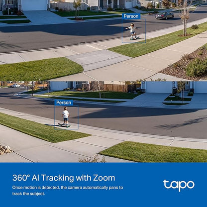 Tapo 2K Outdoor Pan/Tilt Wired Floodlight Security Camera - 1500 Lm Dimmable, 360° AI Motion Tracking, Person/Vehicle Detection, 24/7 Recording, Subscription-Free Local Storage or Optional Cloud, C710