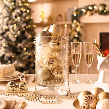 Valery Madelyn Christmas Ornaments Set, 30ct 2 Inches White and Gold Shatterproof Christmas Tree Decorations Ball Ornaments Bulk, Elegant Hanging Ornaments for Xmas Holiday Party Decor