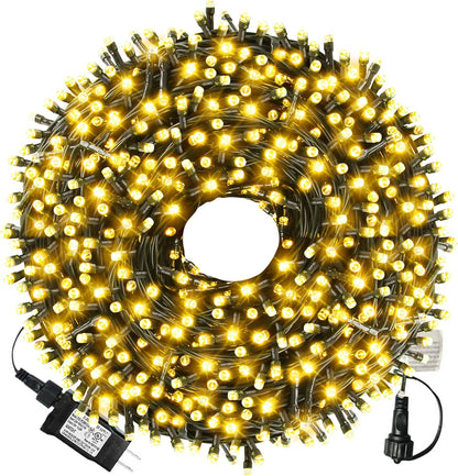 XTF2015 105ft 300 LED Christmas String Lights, End to End Plug 8 Modes Christmas Lights UL Certified Outdoor Indoor Fairy Light Christmas Tree, Patio, Garden, Party, Wedding, Holiday (Warm White)