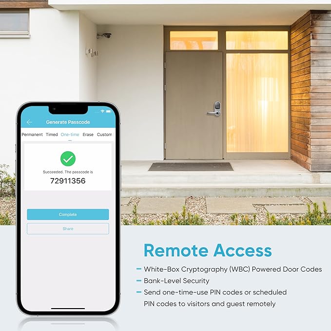 Sifely Keyless Entry Smart Lock - Fingerprint & Keypad Access, Front Door Handle, Silver