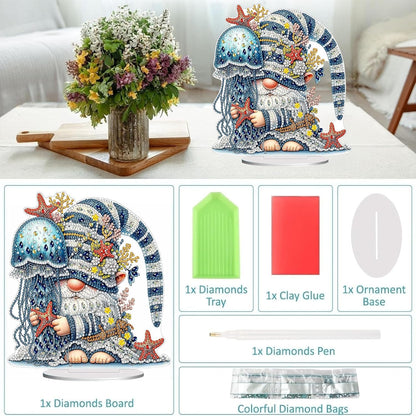 Diamond Painting Kits for Adults Beginners, 5D Full Drill Dwarf Ocean Crystal Art Desktop Ornament, DIY Single Sided Home Office Desk Decor, Creative Craft Gift Set with Tools