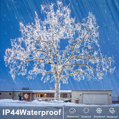 120 LED White Christmas Lights Outdoor, 40ft 8 Modes White Christmas String Lights Clear Wire, Plug in Waterproof Twinkle Fairy Lights for Indoor Outdoor Bedroom Wedding Tree Christmas Decorations