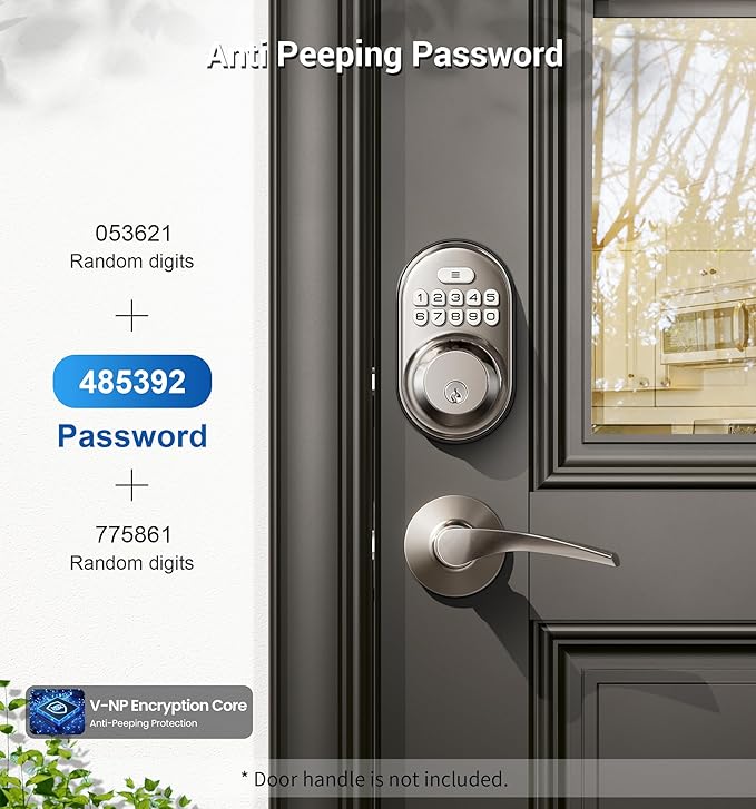 Veise Keyless Entry Door Lock, Electronic Keypad Deadbolt, Keyed Entry, Auto Lock, Anti-Peeking Password, Back Lit & Easy Installation Design, Satin Nickel