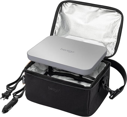 Bentgo Heat - Electric Lunch Bag & Food Warmer for Reheating Meals in Car, at Work & More - Heated Lunch Box Warmer for Adults, Students & Shift Workers, 12V/24V Auto & 120V Wall Cords (Carbon Black)