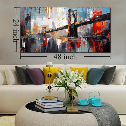 Zoyotago Large Canvas Wall Art The Golden Gate Bridge Picture Graffiti Prints Ready to Hang for Living Room Bedroom Office Modern Home Decor Size 24x48