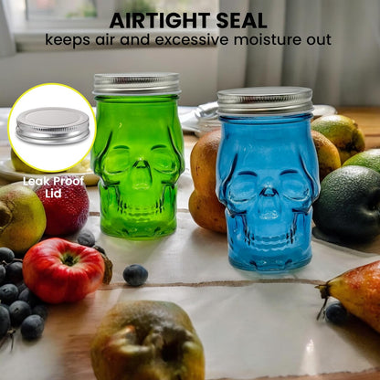 Generic 14 oz Colorful Skull Glass Mason Jar – Mix & Match 7 Vibrant Colors, Large & Durable! (Pink)