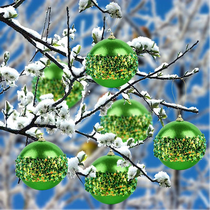 4" Christmas Ball Ornaments, 4pc Set Green Shatterproof Christmas Decorations Tree Balls for Xmas Trees Wedding Party Holiday Decorations