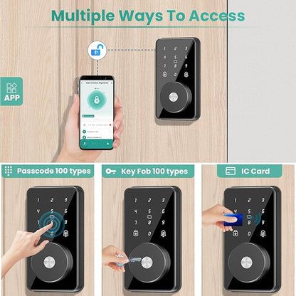 Smart Lock, 4-in-1 Keyless Entry Door Lock for Front Door, Digital Door Lock with Keypad, Bluetooth Smart Deadbolt, App Control