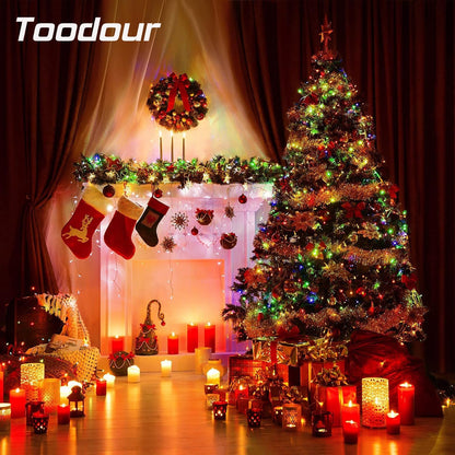 Toodour Multicolor Christmas Lights, 25ft 100 Count Incandescent Christmas String Lights, UL Certified Connectable Green Wire Xmas Lights for Tree, Holiday, Party, New Year, Indoor Xmas Decorations