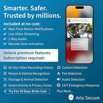 Arlo Ultra 2 Spotlight Camera 4K HDR (3 Cameras, SmartHub) | Wireless Home Security Camera | Color Night Vision, Motion Sensor, 180º View, 2-Way Audio, White