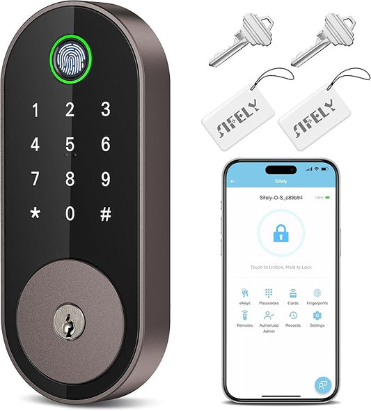 Fingerprint Smart Deadbolt with Keypad – Keyless Entry Lock for Home, Apartment, Office, Airbnb, Rental, Kids & Seniors, App & Code Access, Auto-Lock, Easy DIY Install, Compatible with Alexa & Google