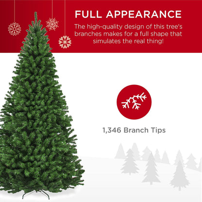 Best Choice Products Artificial Christmas Tree, 7.5ft Premium Unlit Realistic Spruce Holiday Décor w/Dense Branches, Easy Assembly, Metal Base