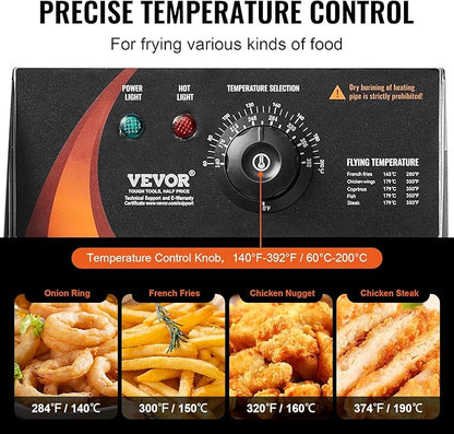 VEVOR Commercial Deep Fryer, 3000W Electric Turkey Fryer with 3 Removable Baskets, Large Capacity 18Qt / 17L Stainless Steel Countertop Single Oil Fryer, for Kitchen Restaurant Use, Silver