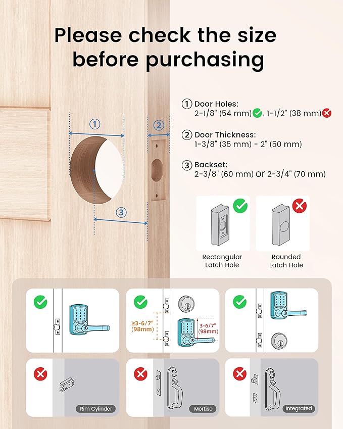 Hidalife Smart Door Lock with Handle, Keyless Entry Digital Lock with Keypad for Front Doors, Touchscreen, One-Touch Toggle, App Control
