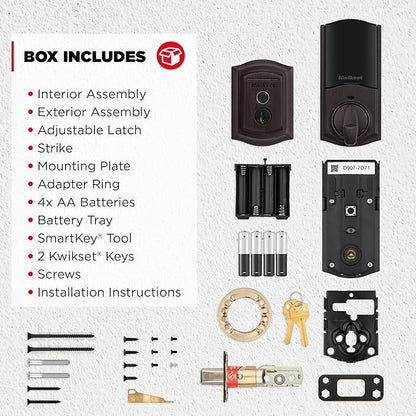 Kwikset Halo Touch Fingerprint Wi-Fi Smart Lock, Keyless Entry Door Deadbolt, Geofence Auto-Unlock, Grade AAA Certified, No Hub Needed Easy Install, Venetian Bronze Lifetime Finish Warranty