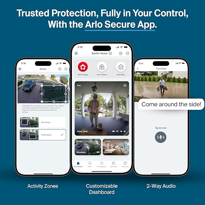 Arlo Pro Security Camera 2K HDR (6th Gen, 2025 Release) Wireless Outdoor Camera, 3 Cam with 6-Month Secure Plus Subscription