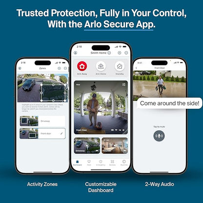 Arlo Pro Security Camera 2K HDR (6th Gen, 2025 Release) Wireless Outdoor Camera, 3 Cam with 6-Month Secure Plus Subscription