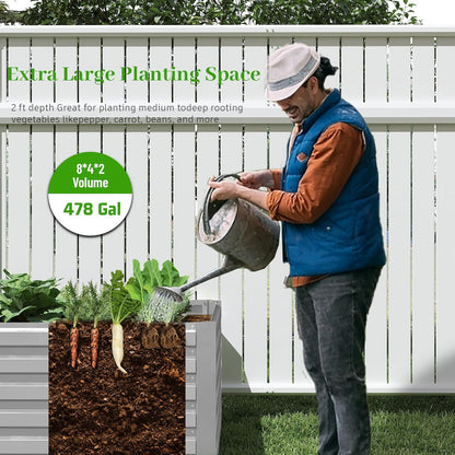 8x4x2 ft Outdoor Raised Garden Bed, Large Metal Planter Raised Beds, Planters for Outdoor Plants for Vegetables, Flowers, Herbs, Fruits, and Succulents.(4 Pcs)