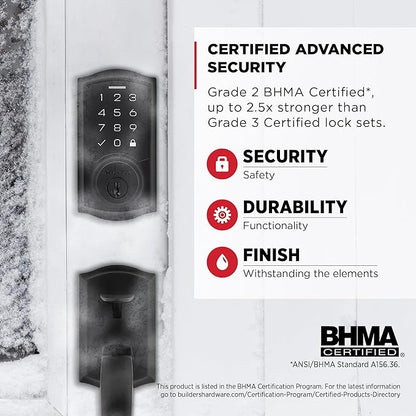 Kwikset SmartCode 270 Keyless Entry Electronic Touchpad Deadbolt Door Lock with Auto-Lock, Custom User Codes, Advanced Security in Matte Black Traditional
