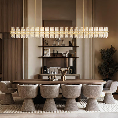 Crystal Brass Rectangular Chandelier Light Fixture,72 in Dining Room Chandeliers Over Table,Modern Chandelier For Living Room,Arcachon Chandeliers,Kitchen Island Chandelier,Includes 80xG4 Bulbs