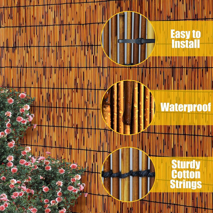 2PACK Natural Reed Fencing 6FT X 16.4FT Reed Fence 6FT High Balcony Reed Fence Privacy Reed Screen for Outdoor Backyard Patio(Brown)
