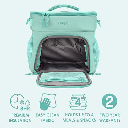 Bentgo Prep Deluxe Insulated Multimeal Bag - Lunch Box Bag, Holds 5 Meals, Premium Insulation up to 8 Hrs, Durable, Water-Resistant - Large Capacity For Adult Meal Prep (Coastal Aqua)