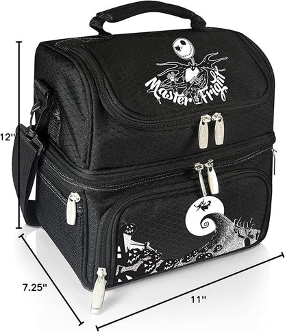PICNIC TIME Disney Nightmare Before Christmas Jack Pranzo Lunch Bag, Insulated Lunch Box with Utensil Set, Lunch Cooler Bag, (Black), 11 x 7.5 x 12